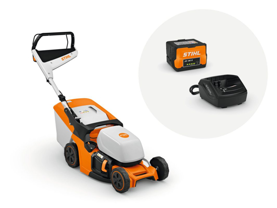 Afbeeldingen van STIHL RMA 443 ACCUGRASMAAIER SET MET ACCU EN LADER