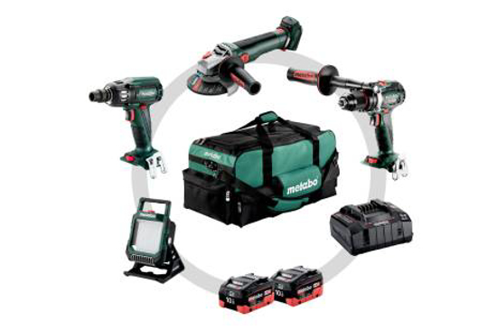 Afbeeldingen van METABO ACCU COMBO SET 4.3.2 18V: BS 18 LTX BL I + SSW 18 LTX 400 BL + WB 18 LT BL 11-125 Q + BSA 18 LED 4000 + EXTRA GRATIS LADER