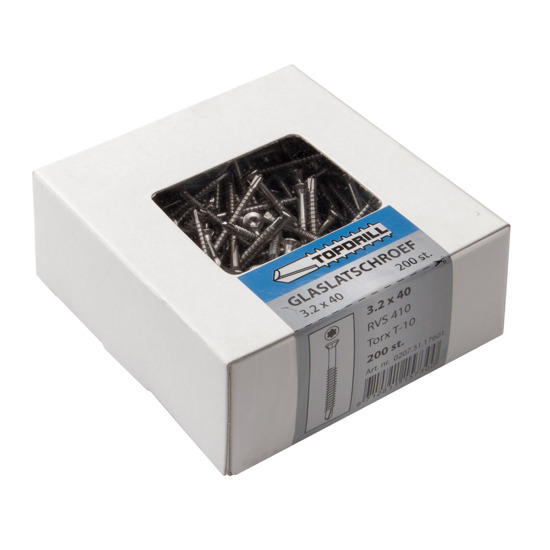 Afbeeldingen van TOPDRILL GLASLATSCHROEF ZELFB. RVS-410 LK TX-10 3.2X30 (200)