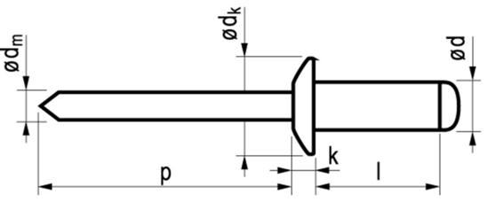 Afbeeldingen van MFX BLINDKLINKN. ALU/ST BK 4.0X18