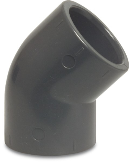 Afbeeldingen van PVC-U KNIE 45GRADEN 16BAR GRIJS LIJMMOF 63MM