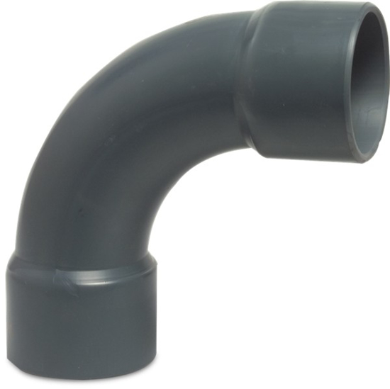 Afbeeldingen van PVC-U BOCHT 90GRADEN HANDGEVORMD 12,5BAR GRIJS LIJMMOF 90MM